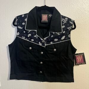 NWT Vintage Signature Gordon & James Western Print Button Up Tank Top Size M